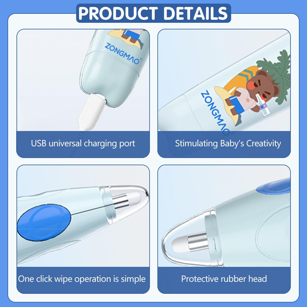 HASTHIP USB Rechargeable Electric Eraser Pen with 20 Refills - 30 Days Long Work Duration Electric Eraser for Students & Artists, Cartoon Design, Ideal for Drawing & Sketching HASTHIP USB Rechargeable Electric Eraser Pen with 20 Refills - 30 Days Long Work Duration Electric Eraser for Students & Artists, Cartoon Design, Ideal for Drawing & Sketching
